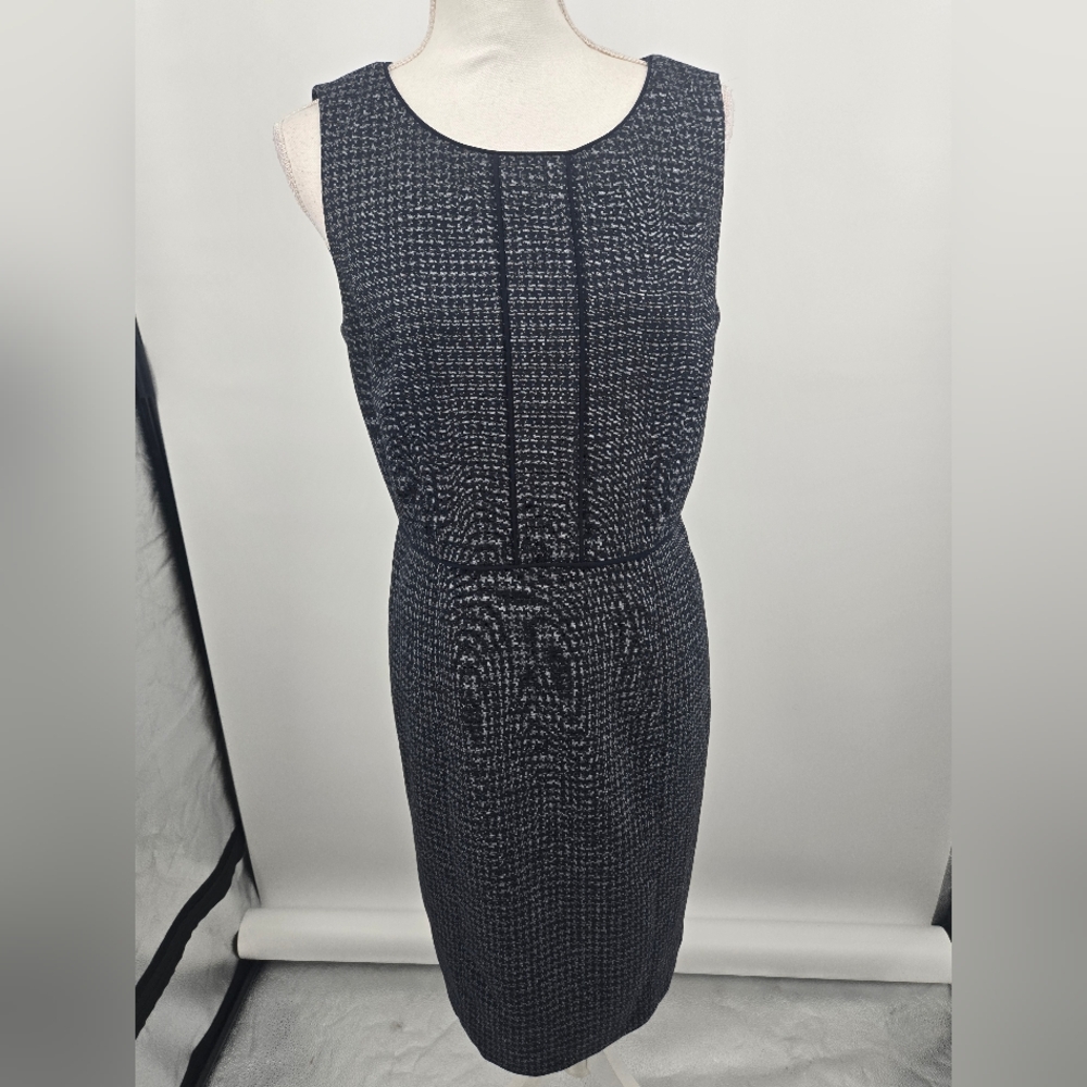 Talbots Navy And Gray Houndsooth Midi Sheath Dress Size 8 (6281)